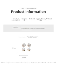 Tableau des tailles pour boucles d'oreilles flocon et perle en cuivre et zircon