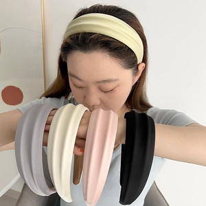 Thickened Padded Sponge Headband Wide Brim Fabric Solid Color Elegant Hair Hoop For Women