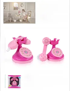 Pink toy telephone for kids with realistic dial pad and handheld handset detail