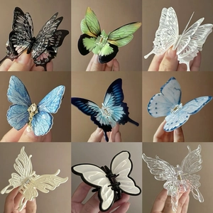 Pinces à Cheveux Papillon à la Mode Pinces à Cheveux en Acrylique Élégantes Antidérapantes Accessoires de Cheveux en Strass pour Femmes Filles