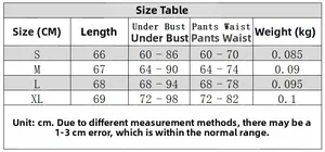 Size chart detail for sexy mesh patchwork bodysuit showing length and bust measurements