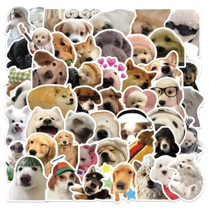 Detailed collage of funny dog stickers with Shiba Inu and Corgi meme expressions