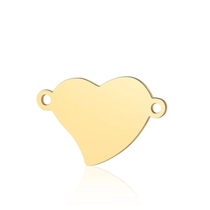 Polished gold heart charm pendant with dual holes for DIY stainless steel jewelry making