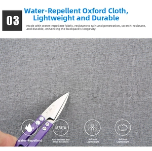 Detail of grey water-resistant oxford fabric texture with durable weave on business backpack