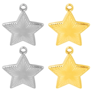 Star Pendant 304 Stainless Steel Sunburst Texture Minimalist DIY Jewelry Making Accessory For Necklace