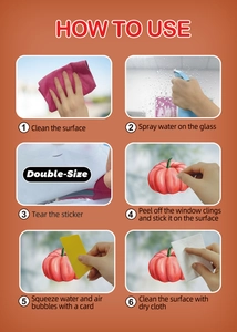 Six-step guide for double-sided Thanksgiving window clings application on glass