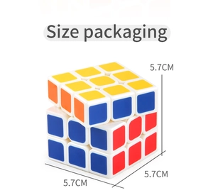 Detailed 5.7cm size specification of a smooth 3x3 educational speed cube puzzle