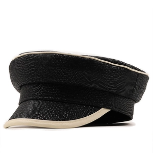 Vintage Faux PU Leather Newsboy Cap Textured Retro Flat Top Captain Hat For Women Versatile Stylish Accessories