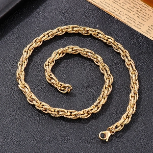Detailed top view of gold stainless steel snake chain necklace with lobster clasp