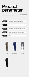 Spécifications du tissu et guide des tailles pour legging yoga effet push-up