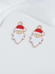 Detail showing two-piece enamel Santa Claus charms with red and white oil-drop finish