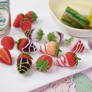Assorted artificial strawberry models and watermelon slices for DIY craft decoration