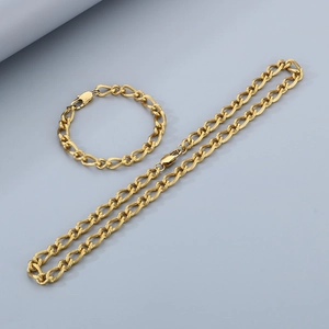 Set aus Titanstahl-Panzerkette mit Halskette und Armband in Goldoptik für Damen und Herren