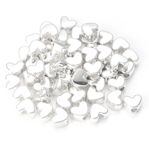 Bulk silver heart-shaped CCB large hole beads for DIY necklace and bracelet jewelry making