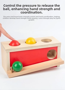 Educational wooden ball push toy for toddler hand strength and color coordination