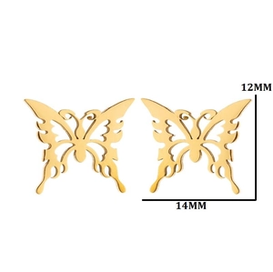 Minimalist butterfly stud earrings in gold-plated stainless steel with hollow-out design