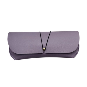 Portable Morandi purple PVC sunglasses pouch with textured faux leather and elastic closure