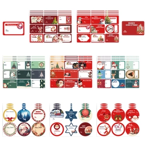 Set of 9 DIY Christmas sticker sheets featuring Santa Claus and holiday gift tags