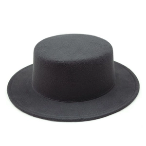 Cappello jazz classico in feltro di lana nero a tesa larga per uomo e donna