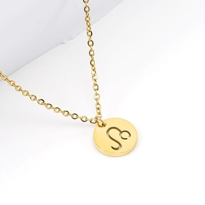 Minimalist 18K gold plated stainless steel Leo zodiac sign pendant necklace for women