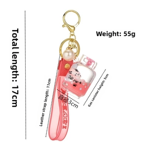 Detailed size specifications for pink liquid tiger keychain with dimensions and weight