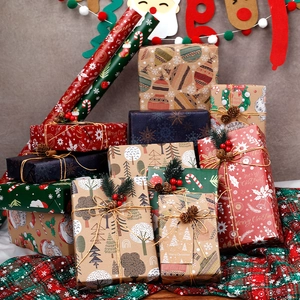 Carta Da Regalo Di Natale Kraft Eco Amichevole Festivo Babbo Natale Renna Motivo DIY Decorazione Natalizia