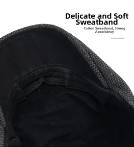 Detail view of newsboy cap interior featuring soft cotton sweatband and lining