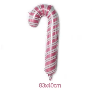 Pink striped candy cane foil balloon for Christmas party decoration 83x40cm