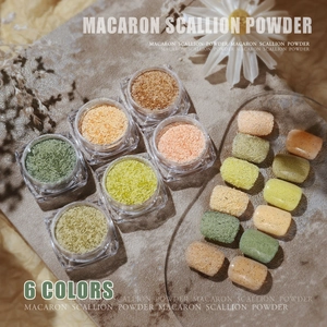 Set di 6 polveri glitter macaron per nail art in barattoli di acrilico con margherite