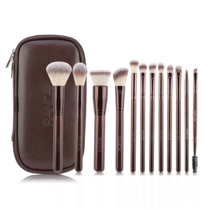 Professional Makeup Brushes Synthetic Fiber Wood Handle Aluminum Tube With PU Leather Storage Case Portable Cosmetic Beauty Tools