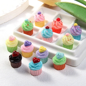 Resin Miniature Cupcake Charms For DIY Crafts Cream Glue Phone Case Decoration Cute Simulation Food Dessert Cake Findings