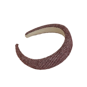 French style tweed headband in reddish brown plaid fabric for vintage hair styling