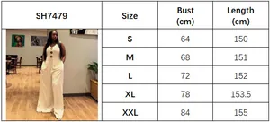 Size chart for solid color sleeveless jumpsuit with bust and length measurements in cm