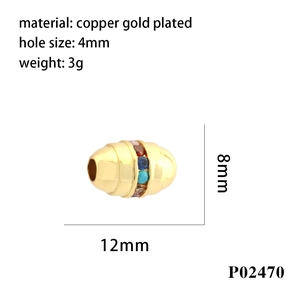 Détails de la perle cœur dorée 12mm x 8mm avec trou de 4mm et incrustation de zircon