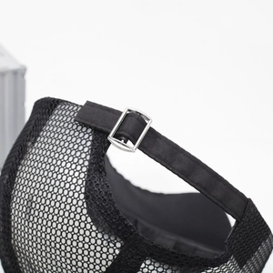 Men's mesh baseball cap with breathable fabric and adjustable silver metal buckle back