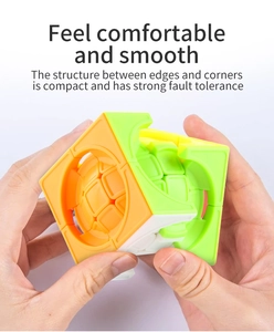 Detail showing the internal compact structure and smooth turning of the speed cube