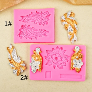 Silicone lace flower molds with paisley and floral textures for fondant cake decorating