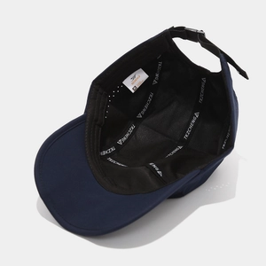 Foldable quick-dry outdoor baseball cap in navy blue with breathable laser-cut side vents