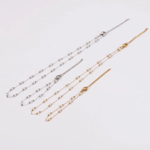 Minimalist beaded star necklaces and bracelets in gold and silver finish with lobster clasp
