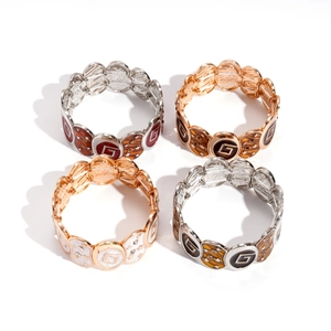 Elastic enamel bracelets with zircon stars and G-logo design in multiple colors