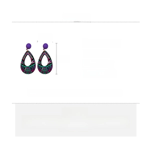 Detailed size and material specs for vintage geometric acrylic drop earrings in 6.5x3.5cm
