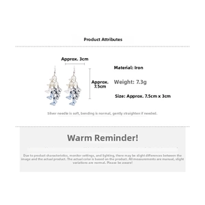 Detail view of blue gradient butterfly tassel earrings with S925 silver needle size 7.5x3cm