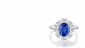Detail view of a 3 carat blue oval gemstone ring set in S925 sterling silver band