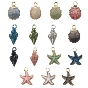 Colorful enamel seashell and starfish alloy charms set for DIY jewelry and keychains