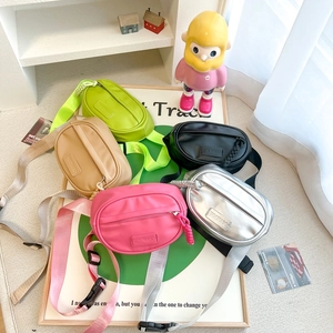 Kids Mini PU Leather Fanny Pack Solid Color Waist Bag For Boys And Girls Trendy Chest Bag Adjustable Strap