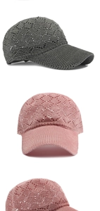 Close-up of crochet baseball cap featuring intricate hollow weave and floral knit patterns