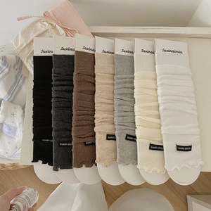 Multi-color thin knitted leg warmers for women in black grey beige and white