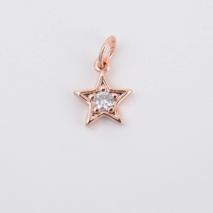Rose gold five-point star pendant with inlaid zircon for DIY jewelry accessories
