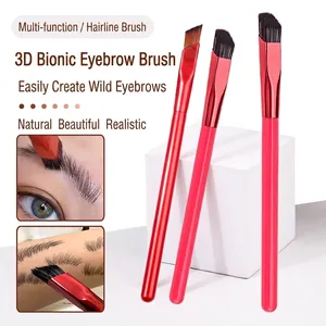 Wild Eyebrow Brush Angled Multifunctional Fiber Bristles Hairline Filling Cosmetic Tool Red Handle For Natural Look