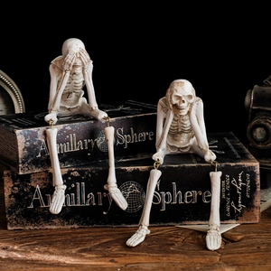 Zweiteiliges Set Skelett-Figuren aus Harz in Nicht-Sehen Nicht-Hören Pose für Halloween